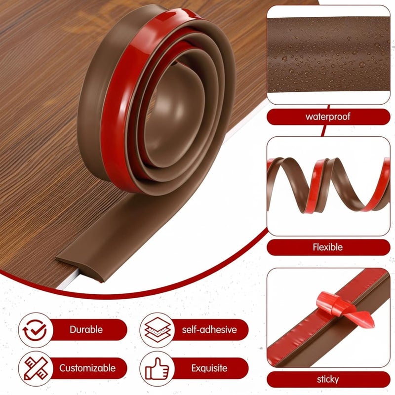 Joyfolk 3.3ft Carpet Floor Transition Strips, Self-Adhesive Carpet to Tile Transition Edge Triings for Doors/Wood Floors, Coverage Height up to 5mm(Dark Brown) - Image 4